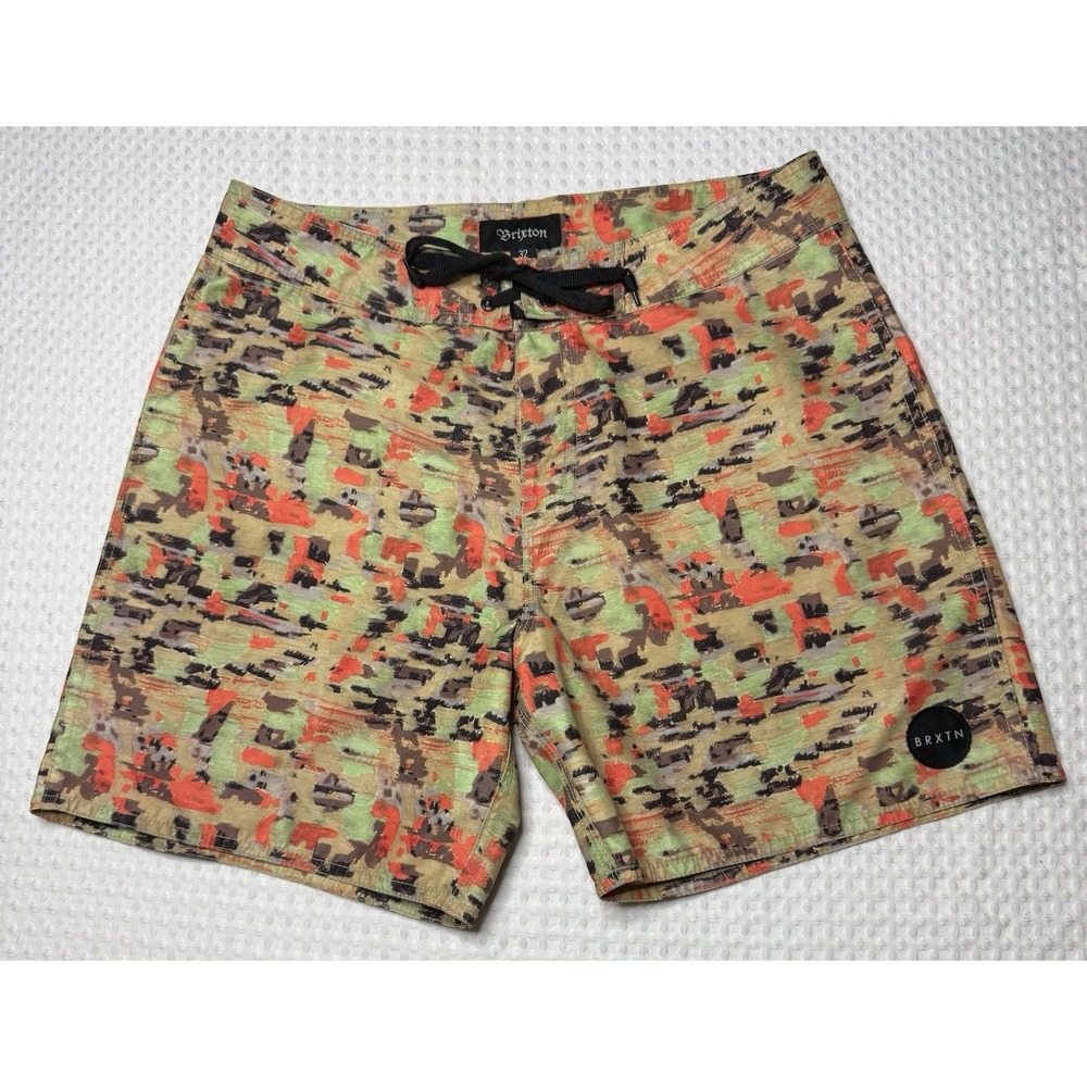 Brixton Lightweight Board Shorts Swim Trunks Abstract Men's SZ 32 Logo Tropical
